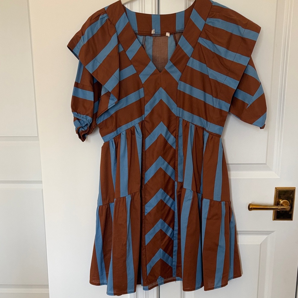 entro Blue and Brown Striped Mini Dress
